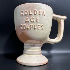 Frankoma Pottery Mug C13 Golden Age Couples Tulsa State Fair 1990 Desert Gold